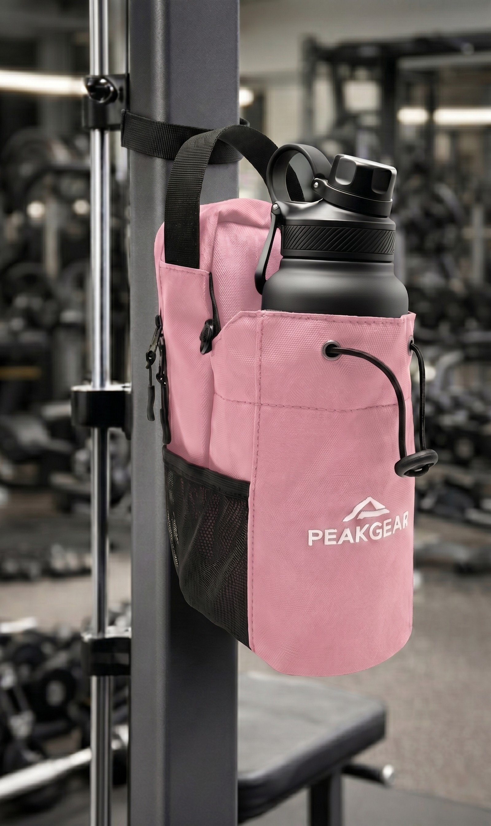 PEAKGEAR fitness táska telefon- és kulacstartóval, rózsaszín